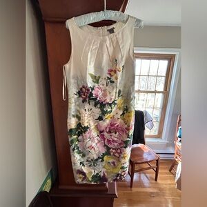 Ann Taylor Cream Floral Midi Dress